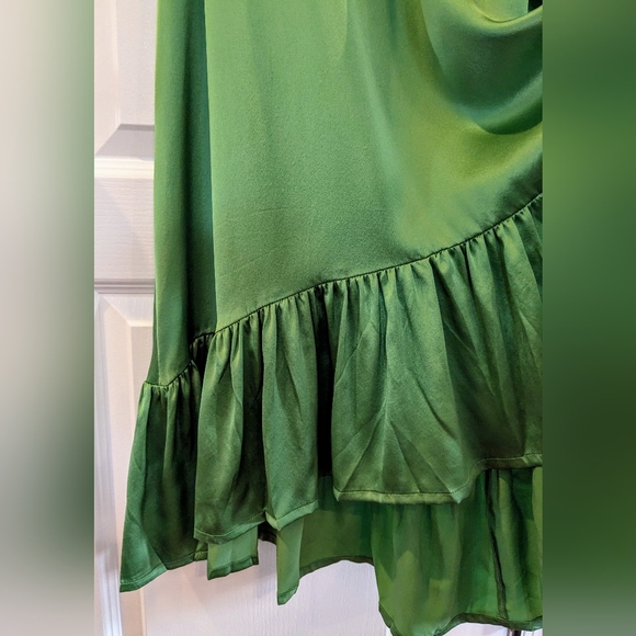 Secret Mission 100% Silk Kathleen Kelly Green Maxi Cutout Dress Size Large NWT - Picture 7 of 16